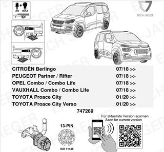 OPEL Combo E 2018-2024 Römork Tesisatı 13P