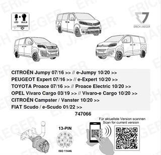 CITROEN Jumpy/Spacetourer 2016- Römork Tesisatı 13P