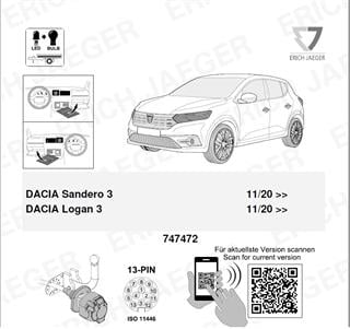DACIA Sandero 3 2021- Römork Tesisatı 13P