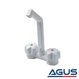 Karavan Deluxe Beyaz Plastik Sıcak/Soğuk Su Katlanır Musluk Micro-Switch