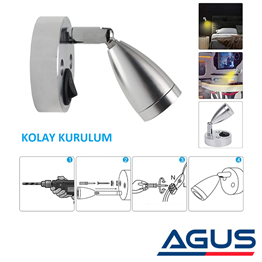 Karavan & Tekne Döner Tip LED Okuma Lambası 12V