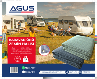 Ekstra Kalın Nefes Alabilen Zemin Halısı 250x400 cm 3,2 Kg Mavi/Gri