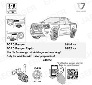 FORD Ranger 2019- Römork Tesisatı 13P