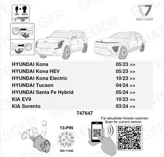 HYUNDAI Kona 2023- Römork Tesisatı 13P