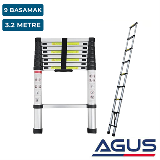 Karavan & Tekne Katlanır Alüminyum Teleskobik Merdiven 9 Basamaklı 3.2 Metre