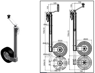 Knott 350 kg 48 mm Krikolu Ön Destek Tekeri Anti-slip