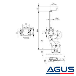 Knott 500 kg 60 mm Krikolu Ön Destek Tekeri Katlanabilir Flanşlı