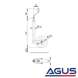 Knott 150 kg 48 mm Krikolu Kilo Ölçerli Ön Destek Tekerleği Geniş Taban