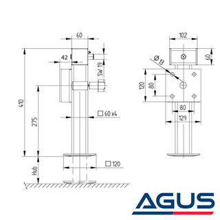 KNOTT Römork Krikolu Kare Tip Köşe Destek Ayağı 1300 Kg