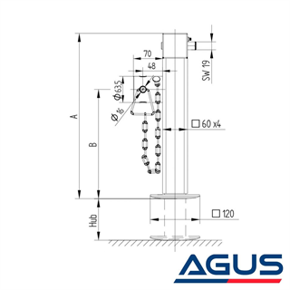 KNOTT Römork Krikolu Kare Tip Köşe Destek Ayağı 1300 Kg
