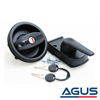 Komple Karavan Kapı Kilidi Takım Siyah Dairesel Sağ