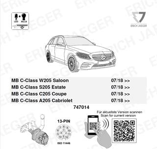 MERCEDES C Serisi W205 2018-2021 Römork Tesisatı 13P
