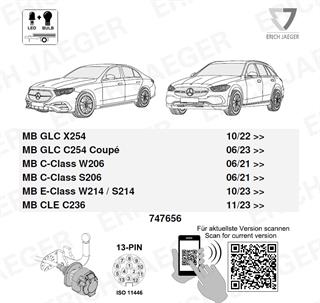 MERCEDES GLC X254,C254 2022- Römork Tesisatı 13P