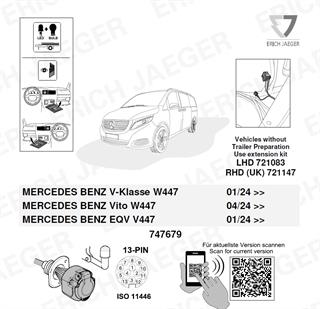 MERCEDES Vito 2024- Römork Tesisatı 13P