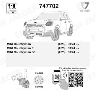 MINI Countryman U25 2023- Römork Tesisat 13P