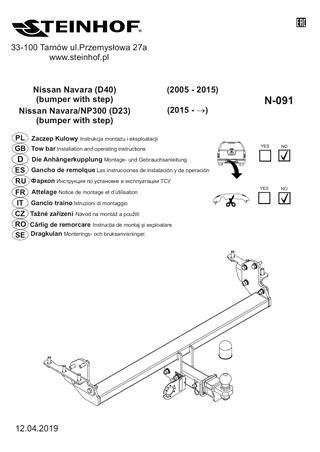 NISSAN Navara Amerikan Tip Sökülebilir Pick-Up Kamyonet Çeki Demiri D40/D23