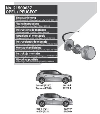 OPEL Corsa F 2019- Römork Tesisat 13P