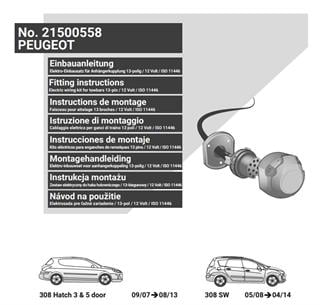 PEUGEOT 308 2008-2013 Römork Tesisat 13P