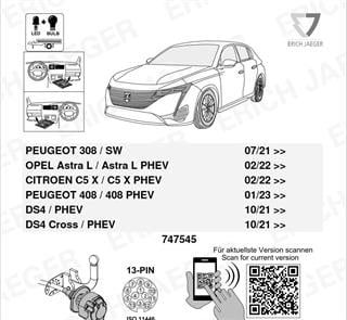PEUGEOT 408 Römork Tesisatı 13P