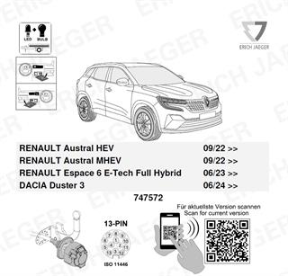 RENAULT Duster 2024- Römork Tesisatı 13P