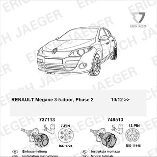 RENAULT Megane III Römork Tesisatı 7P 2009-2015 Hatchback