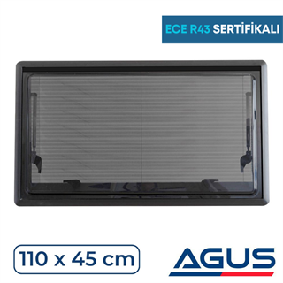 SUGA Amortisörlü Karavan Cam Pencere 110cm x 45cm