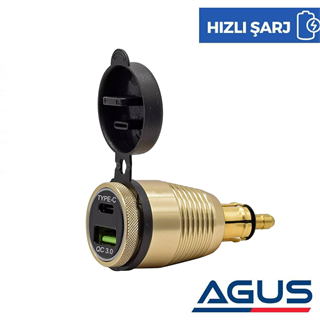 SUGA USB & Type-C DIN Soketi Dönüştürücü Adaptör 12/24V 4.2A 