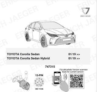 TOYOTA Corolla 2019- Römork Tesisatı 13P