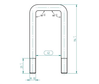 U-Bolt Bağlantı Kelepçesi M10 x 42 mm x 114 mm