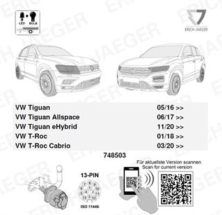 VOLKSWAGEN Tiguan 2016-2023 Römork Tesisatı 13P