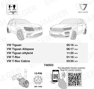 VOLKSWAGEN Tiguan 2024- Römork Tesisatı 13P