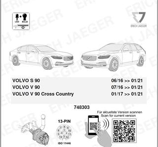 VOLVO V90 2017- Römork Tesisatı 13P