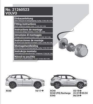 VOLVO XC60 2017- Römork Tesisatı 13P