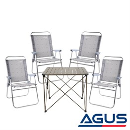 Büyük Katlanır Masa + Campout Plaj Ve Kamp Sandalyesi 4'lü | Agus.com.tr