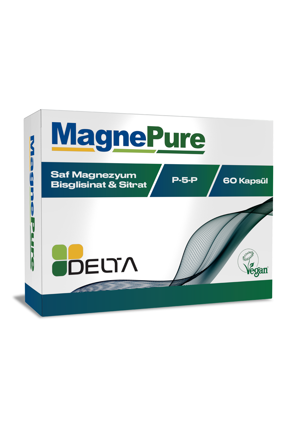 MagnePure Saf Magnezyum Bisglisinat, Sitrat ve B6 Vitamini 60 Kapsül