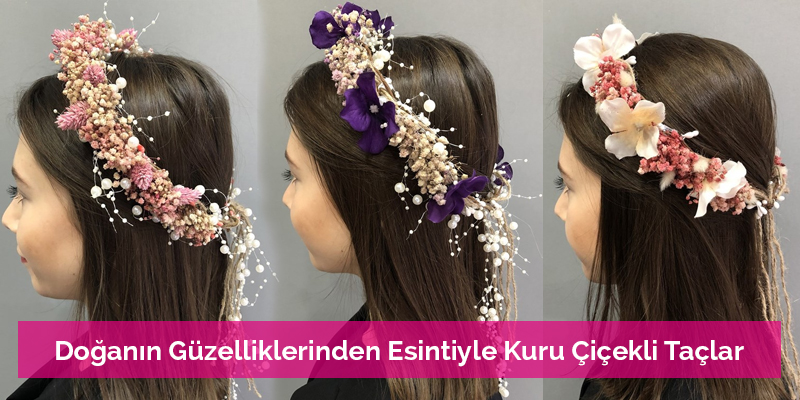 Doğanın Güzelliklerinden Esintiyle Kuru Çiçekli Taçlar