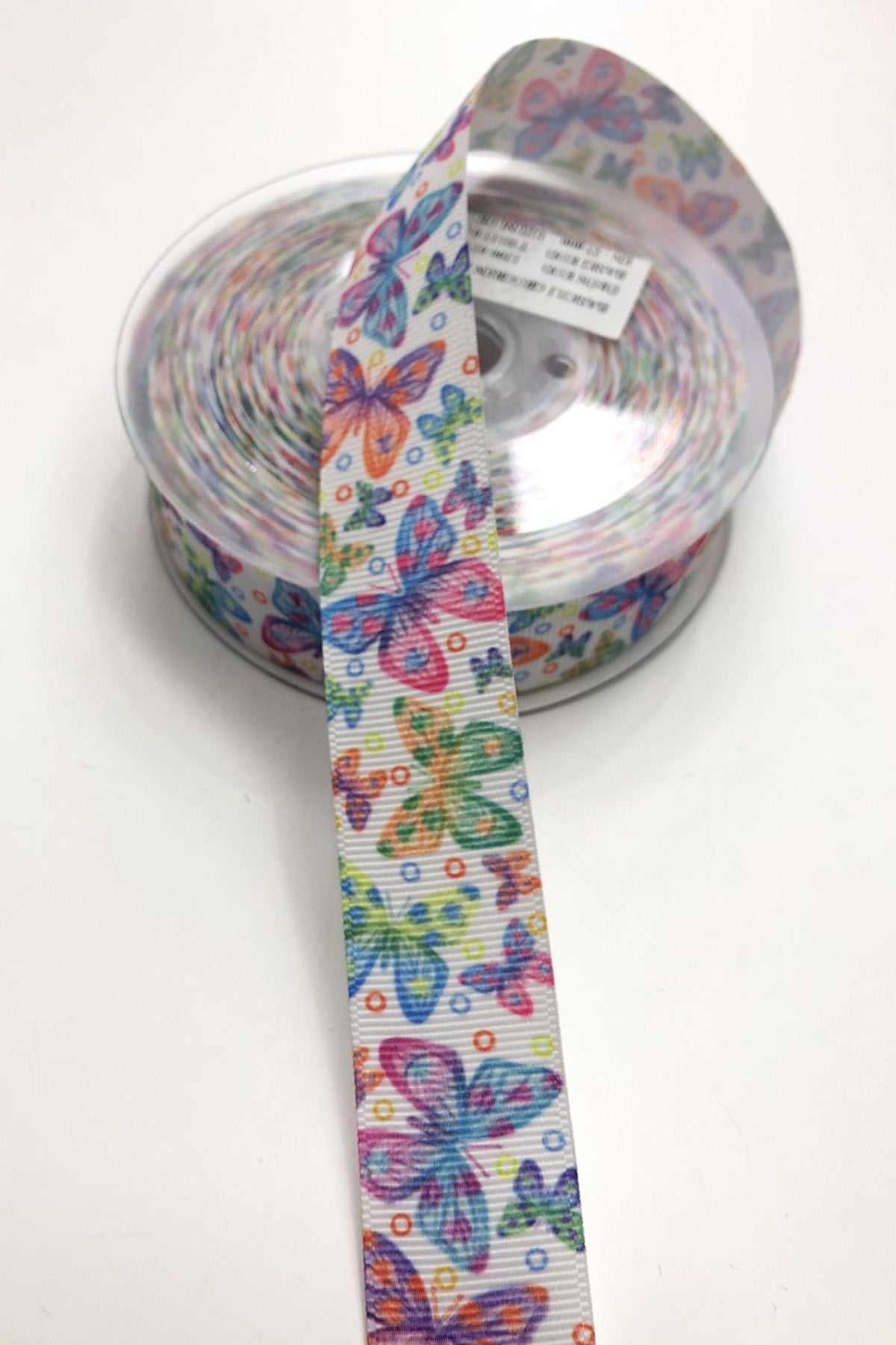 Butterfly Patterned Grosgrain Ribbon 2,5 cm 1 m