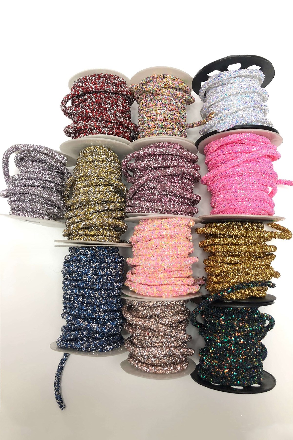 Pink Bead Embroidered Ribbon 1 cm