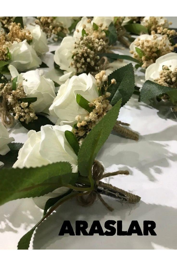 10 Adet Damat Çiçeği - Sağdıç Çiçeği - Yaka Çiçeği Kadife Beyaz Gül