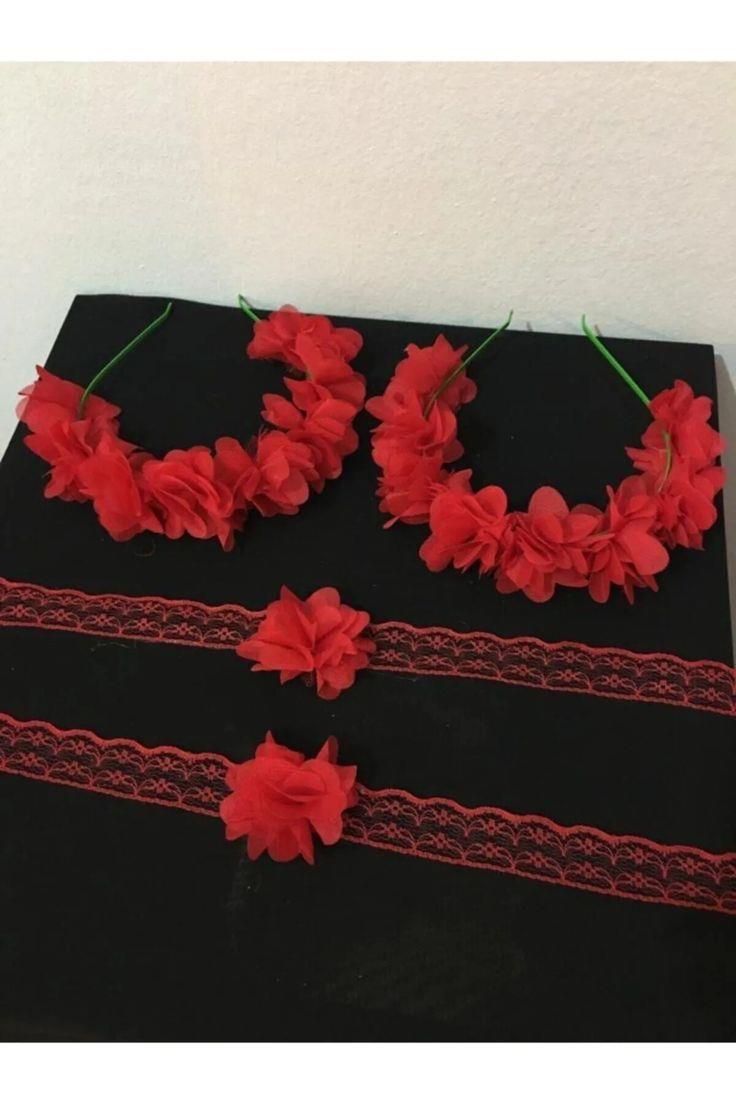 10 Adet Kırmızı Nedime Tacı Ve Bilekliği 20 Parça