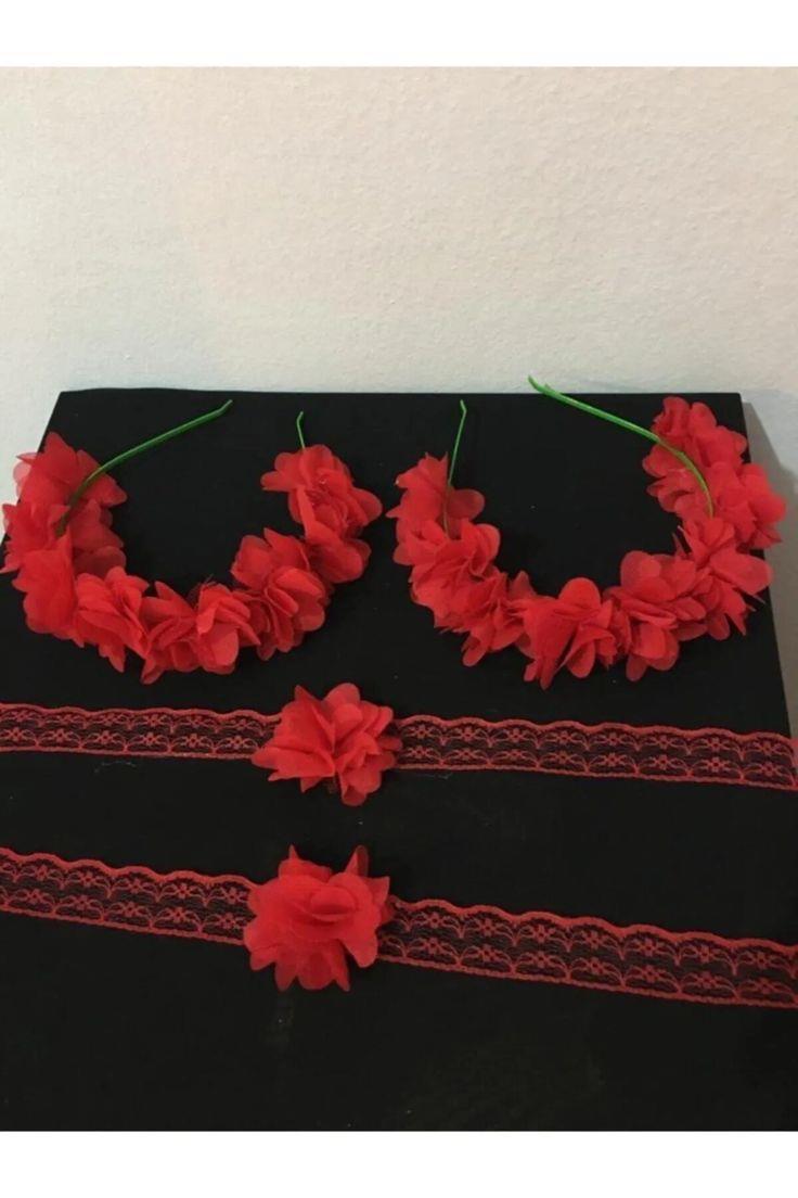 10 Adet Kırmızı Nedime Tacı Ve Bilekliği 20 Parça