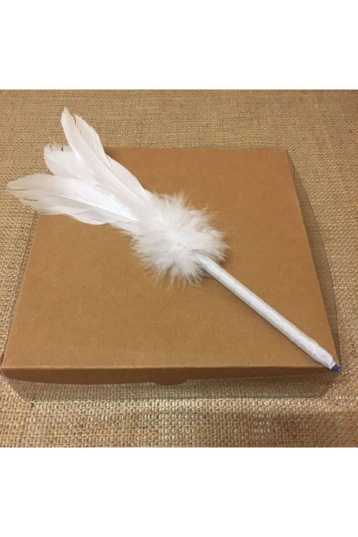 3lü Set Beyaz Puantiyeli İncili Gelin Kepi Nikah Şapkası Vualet Damat Yaka Çiçeği Ve Tüylü Kalem