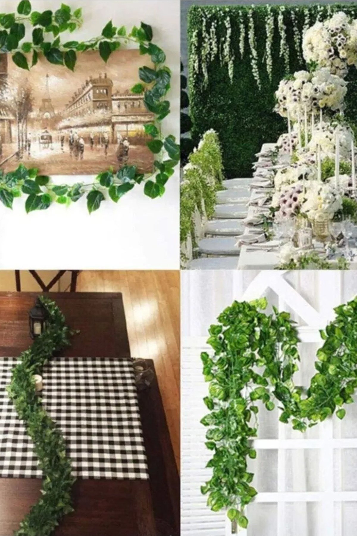 6 Adet Yeşil Yapraklı Yapay Sarmaşık Çiçek 2 Metre