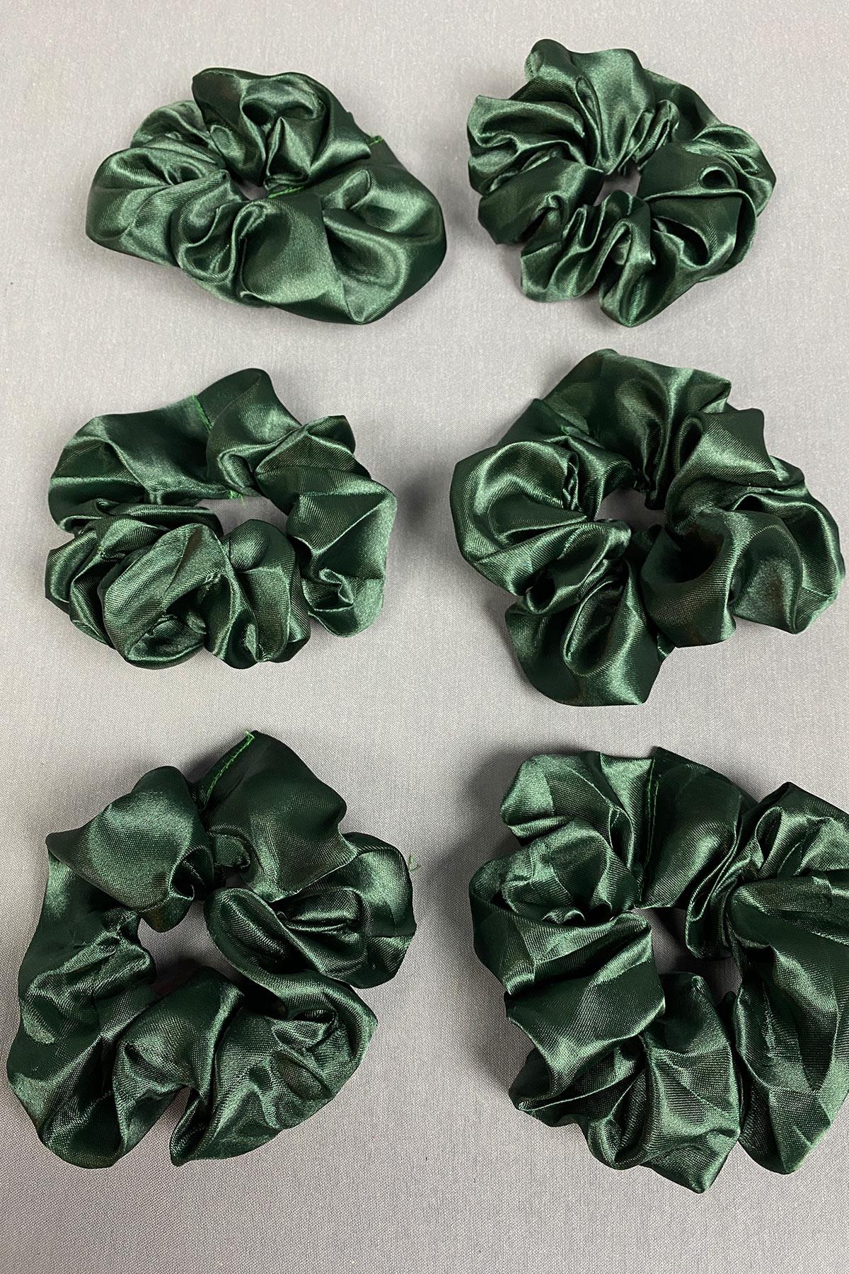 6 Lı Saten Saç Lastik Toka Seti