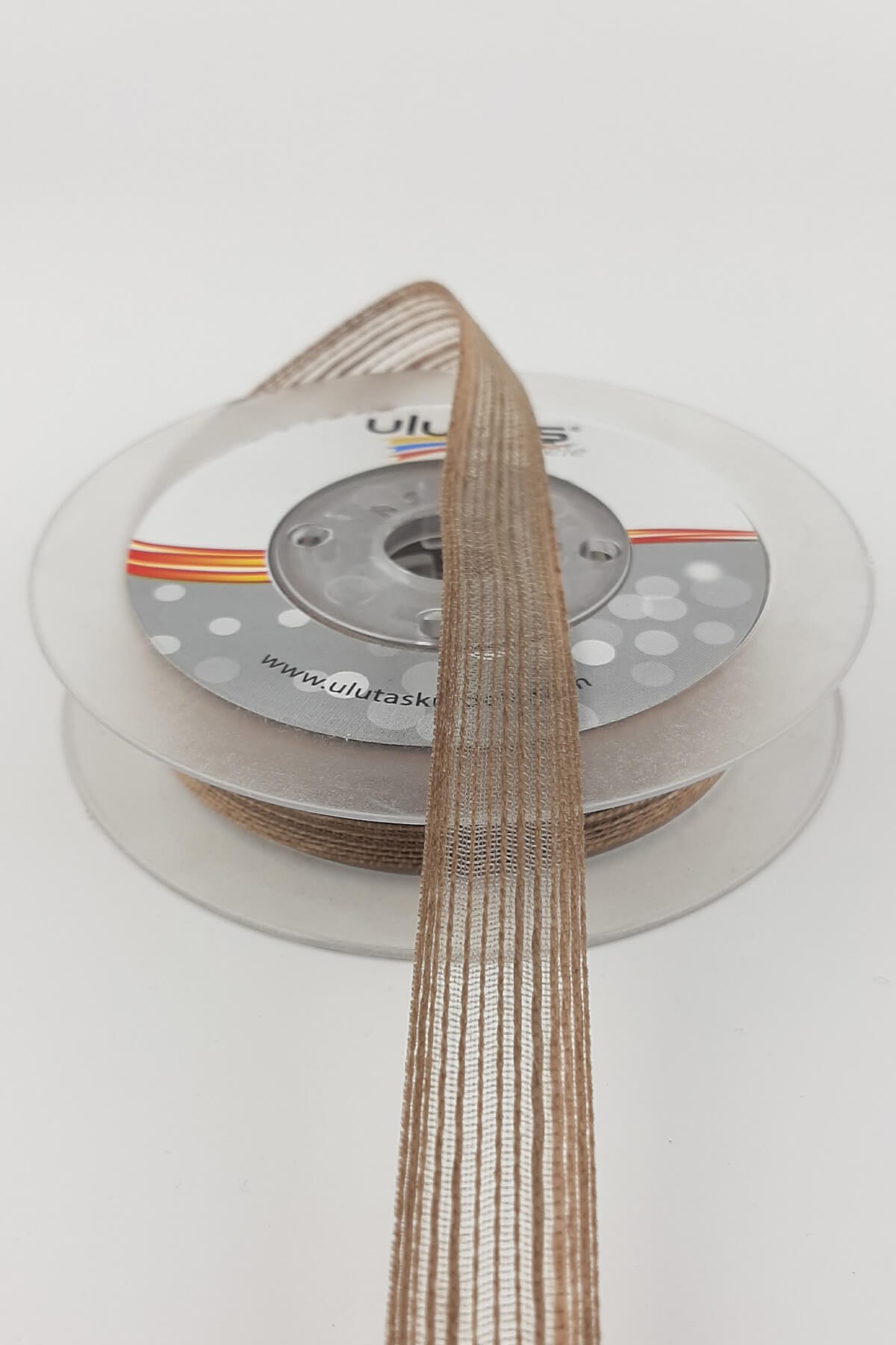 Light Brown Linen Effect Ribbon 1.5 cm 10 mt