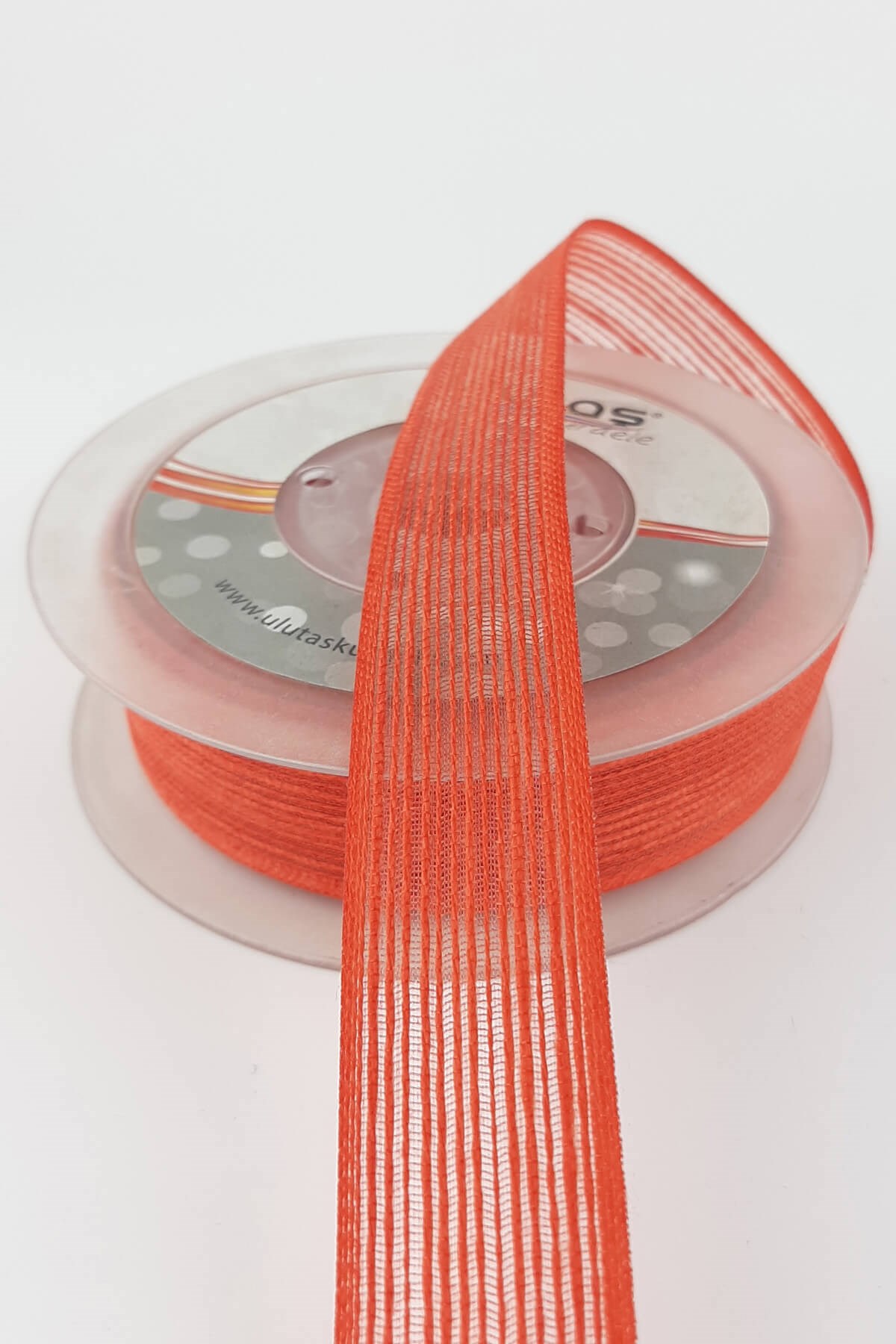 Light Red Linen Effect Ribbon 2,5 cm 10 m