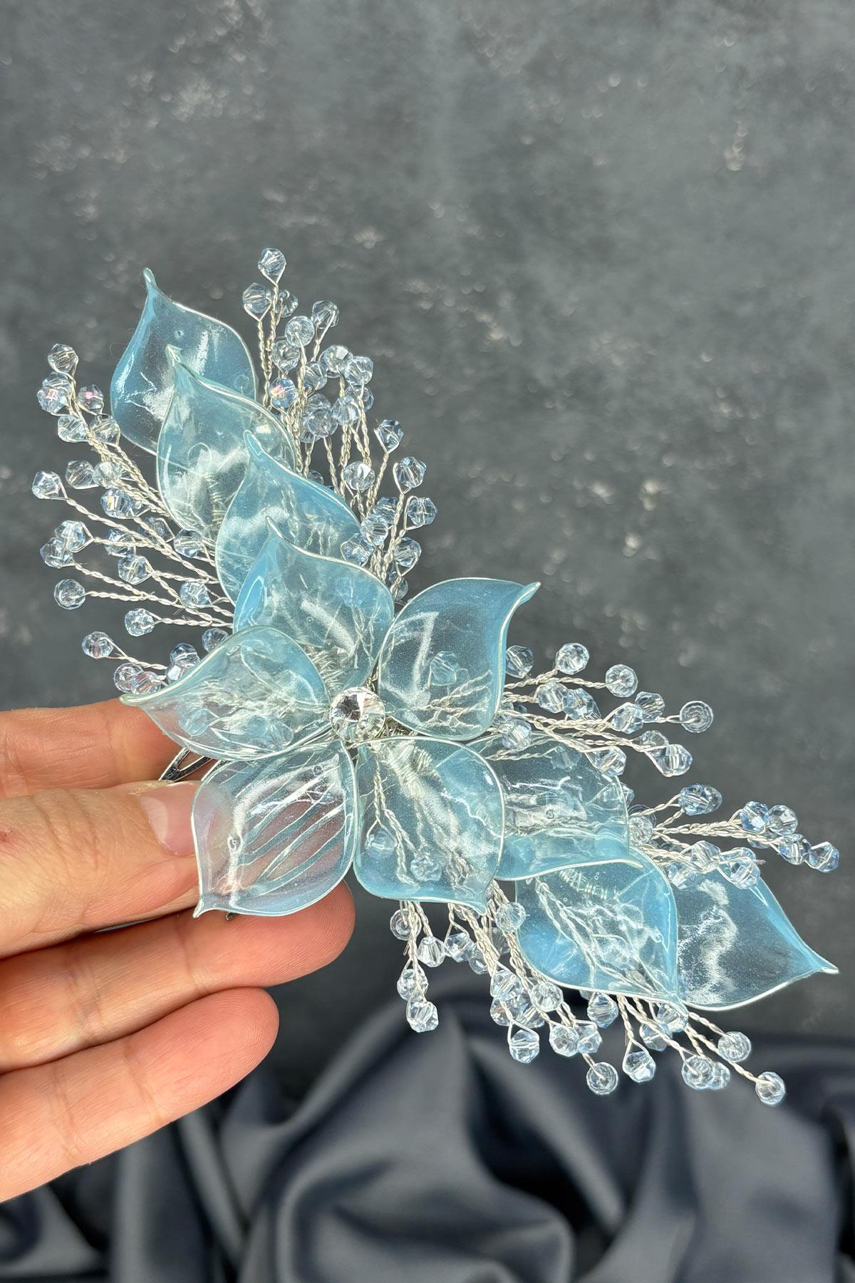 Light Blue Pearlescent Essence Comb Bridal Hair Accessory