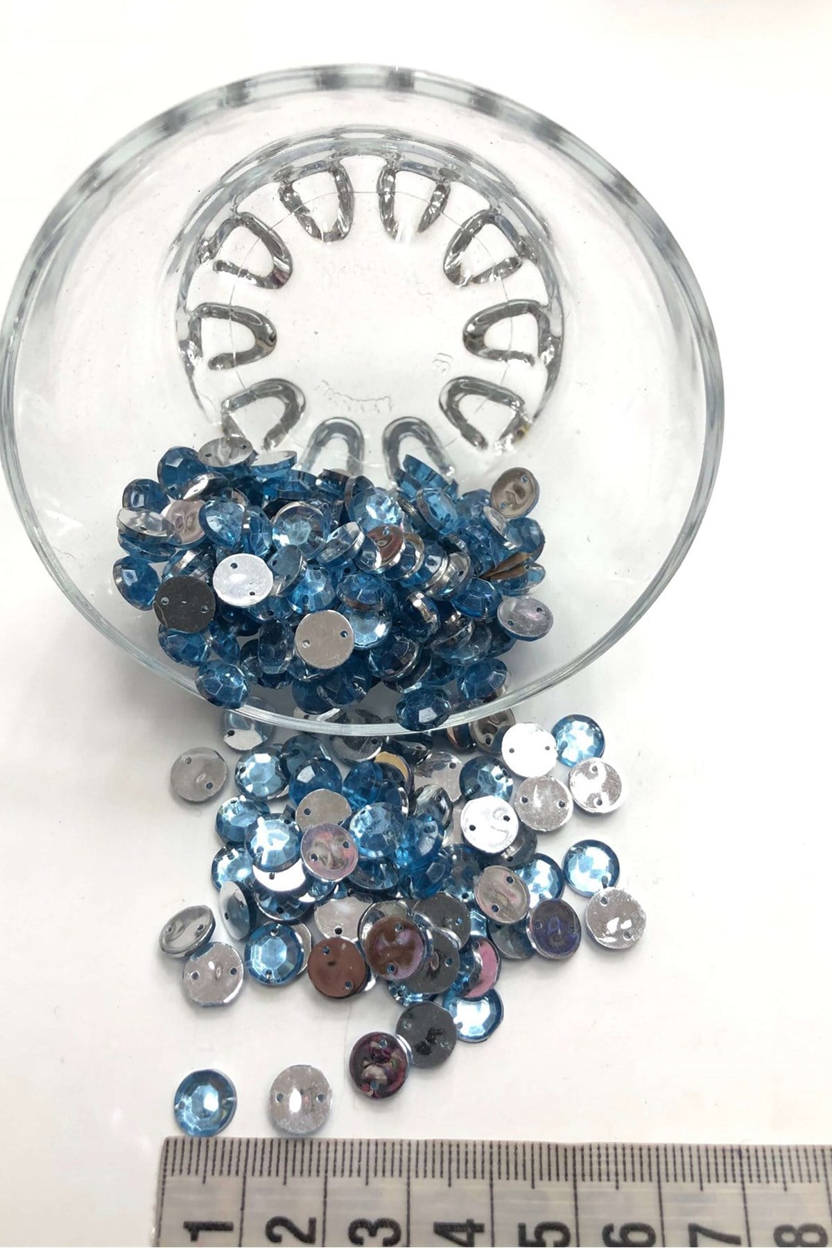 Açık Mavi Yuvarlak Plastik Dikme Taş 20 gr