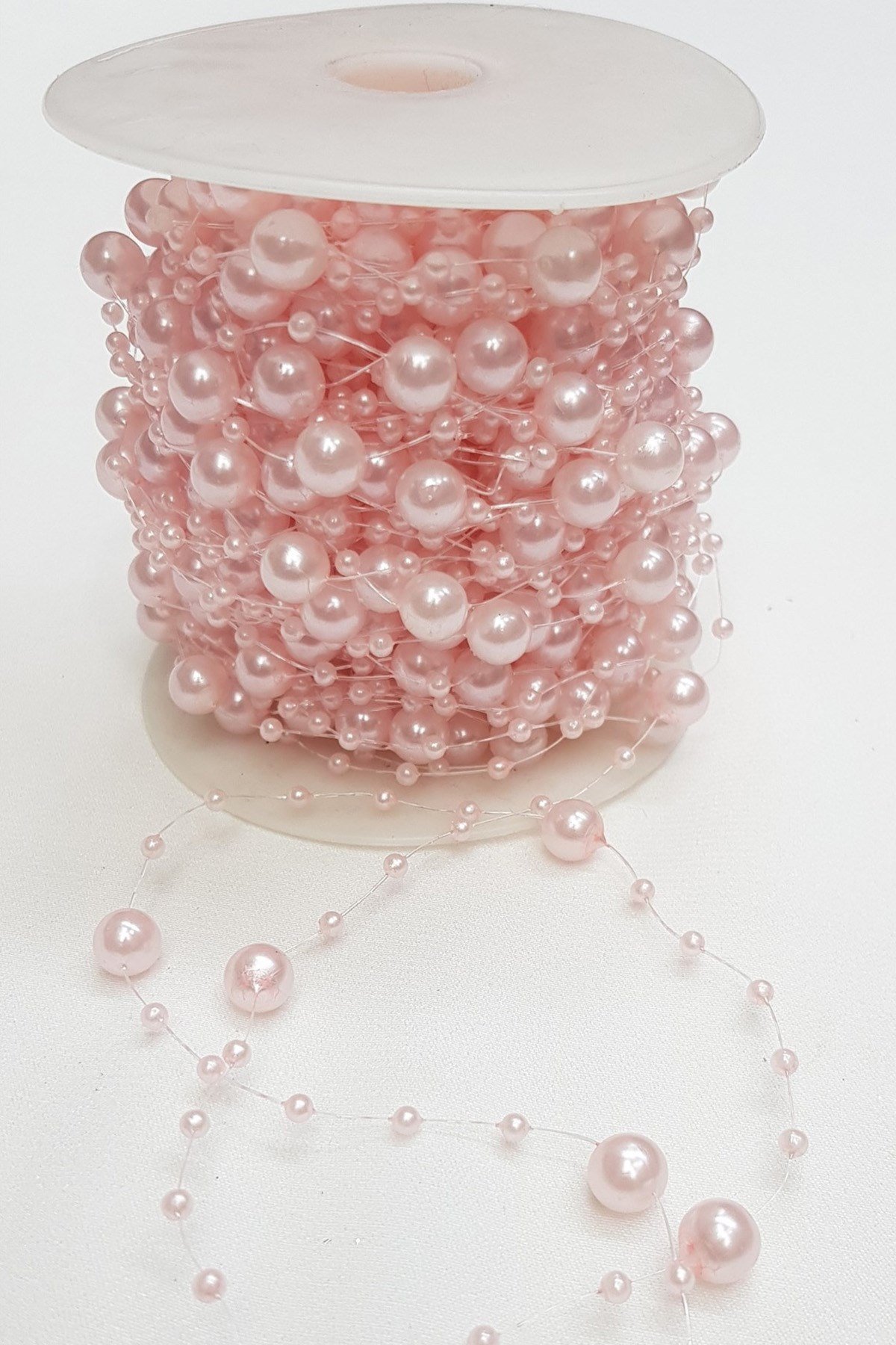 Açık Pembe Saçaklı Misinalı İnci