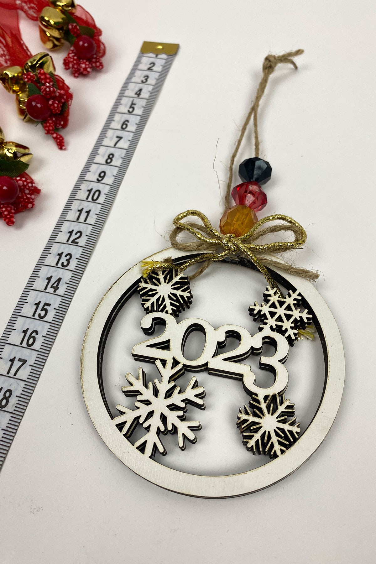 Wooden 2023 Printed Christmas Tree Ornament